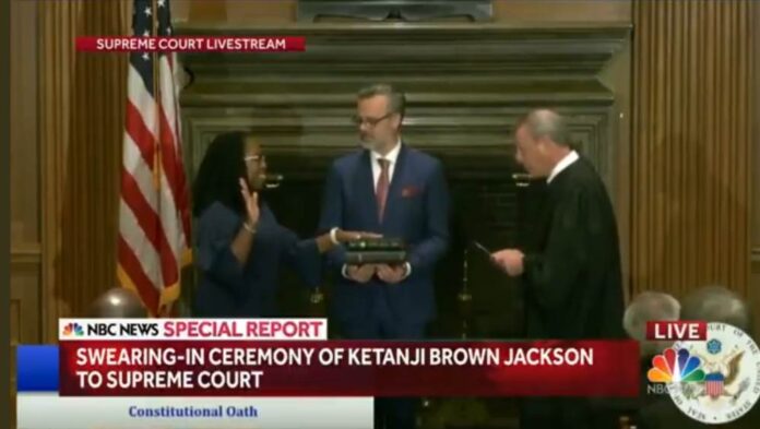 Ketanji Brown Jackson Swearing In NBC Screen Image 06302022 e1656607650898