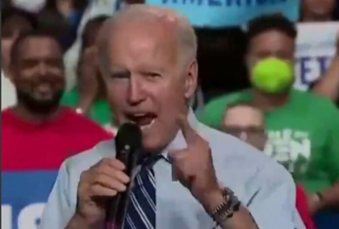 biden screaming rally