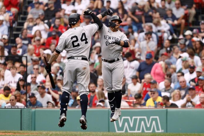 yankees celebrate home run