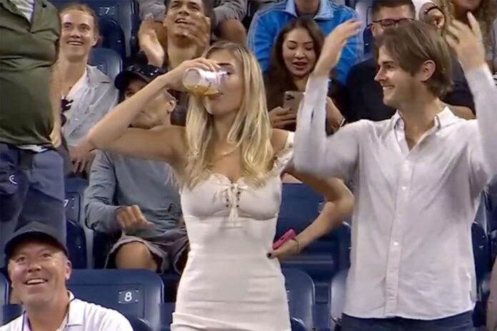 megan luck us open beer chug