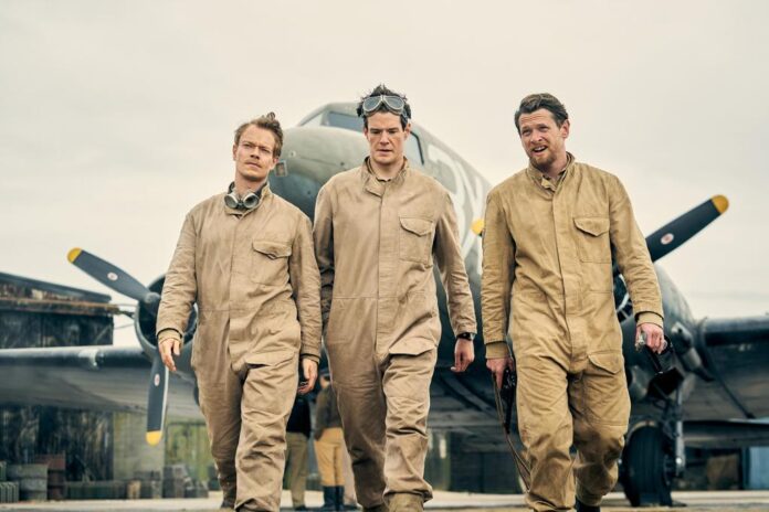 1 Alfie Allen Connor Swindells and Jack O Connell in SAS Rogue Heroes coming to BBC One and BBC iPlayer in 2022 SAS RH 1008 Ep3 260321RV copy