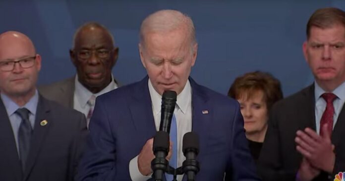 Biden looking down