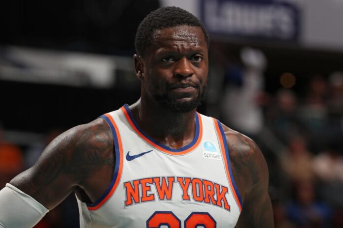 Julius Randle 30 of the New York Knicks looks on during the game against the Charlotte Hornets e1700857714951