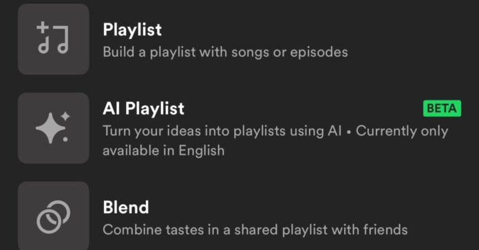 Spotify AI Playlist beta hed