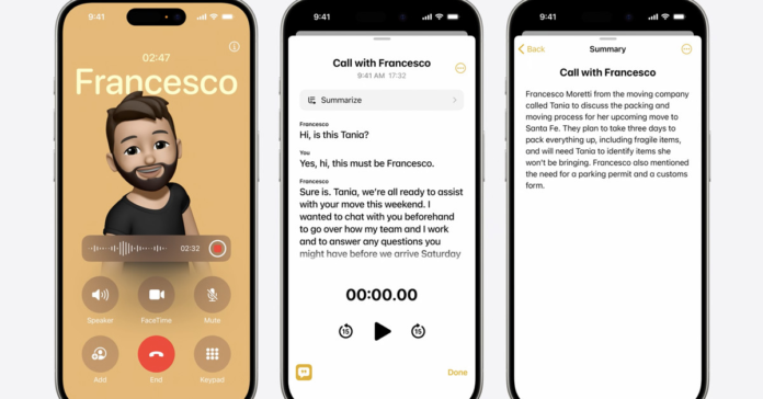 apple record transcribe phone calls