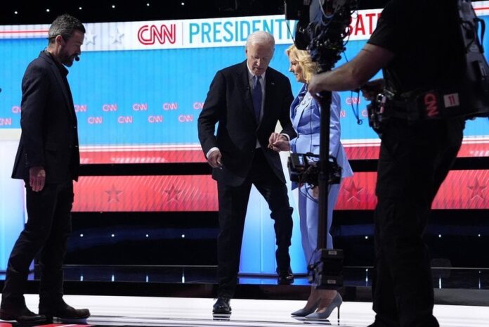 biden joe jill helps off debate stage jason miller x twitter 06272024 posted 06282024