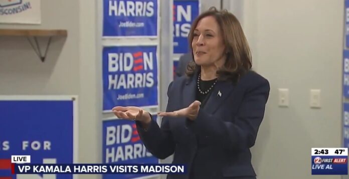 kamala harris democracy smirk