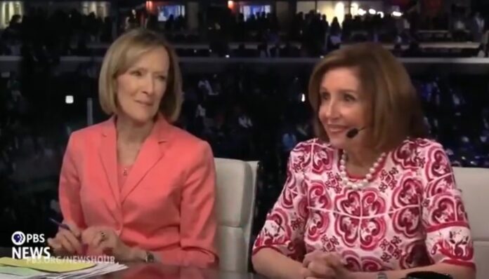 nancy pelosi judy woodruff pbs news hour screen image 08202024 e1724541257193